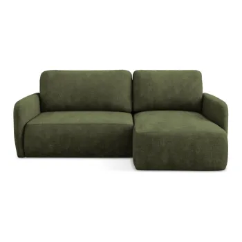 Coltar verde extensibil/cu spatiu de depozitare cu tapiterie din chenille (cu colt pe partea stanga/cu sezlong) Lilo - Makamii imagine