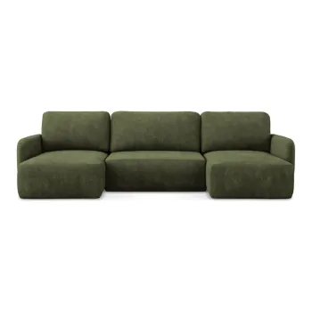 Coltar verde extensibil/cu spatiu de depozitare cu tapiterie din chenille (in forma de 