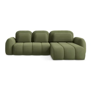 Coltar verde extensibil/cu spatiu de depozitare cu tapiterie din tesatura boucle (cu colt pe partea stanga/cu sezlong) Pele - Makamii imagine