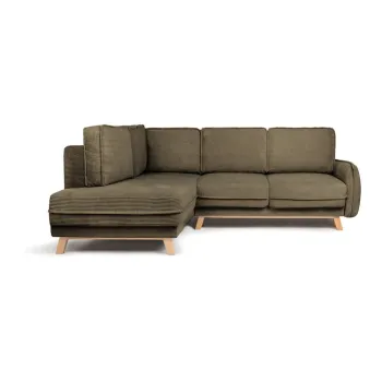 Coltar verde extensibil cu tapiterie din catifea reiata (cu colt pe partea dreapta) Tori - Bonami Selection imagine