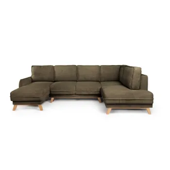 Coltar verde extensibil cu tapiterie din catifea reiata (cu colt pe partea stanga /in forma de 