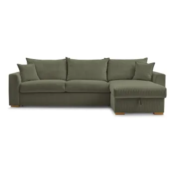 Coltar verde extensibil cu tapiterie din catifea reiata (cu colt variabil) Augustin - Bobochic Paris imagine