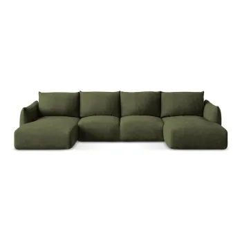 Coltar verde extensibil cu tapiterie din chenille (in forma de 