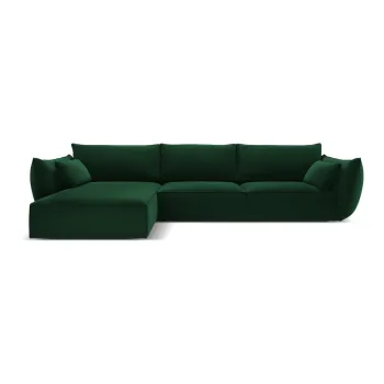 Coltar verde inchis cu tapiterie din catifea (cu colt pe partea dreapta, cu sezlong) Vanda - Mazzini Sofas imagine