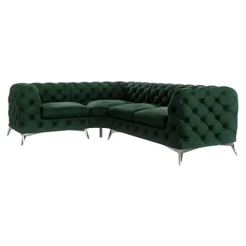 Coltar verde inchis cu tapiterie din catifea (cu colt pe partea dreapta/in forma de 