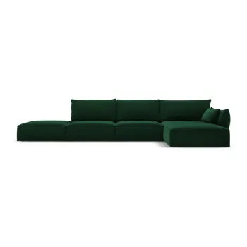 Coltar verde inchis cu tapiterie din catifea (cu colt pe partea stanga, cu sezlong) Vanda - Mazzini Sofas imagine