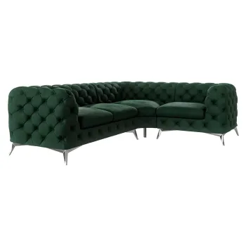 Coltar verde inchis cu tapiterie din catifea (cu colt pe partea stanga/in forma de 