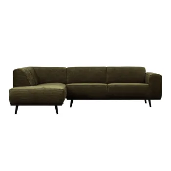 Coltar verde inchis cu tapiterie din catifea reiata (cu colt pe partea dreapta/in forma de 