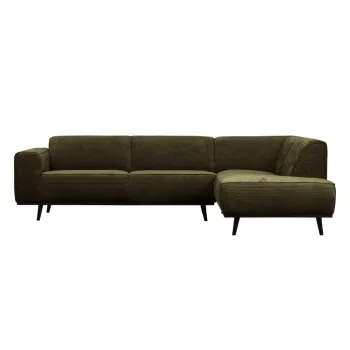 Coltar verde inchis cu tapiterie din catifea reiata (cu colt pe partea stanga/in forma de 