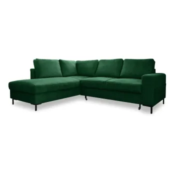 Coltar verde inchis extensibil cu tapiterie din catifea reiata (cu colt pe partea dreapta) Lofty Lilly - Miuform imagine