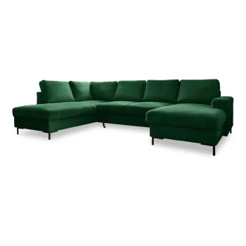 Coltar verde inchis extensibil cu tapiterie din catifea reiata (cu colt pe partea dreapta) Lofty Lilly - Miuform imagine