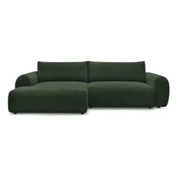 Coltar verde inchis extensibil cu tapiterie din catifea reiata (cu colt pe partea dreapta) Lucien - Bobochic Paris imagine