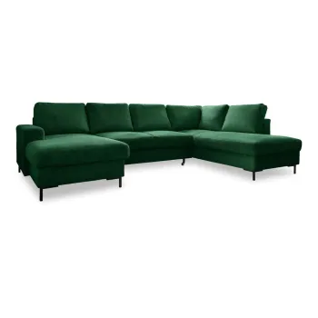 Coltar verde inchis extensibil cu tapiterie din catifea reiata (cu colt pe partea stanga ) Lofty Lilly - Miuform imagine