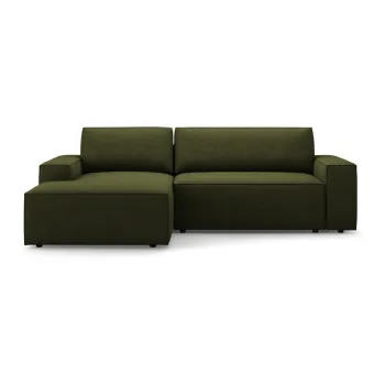 Coltar verde inchis extensibil cu tapiterie din tesatura boucle (cu colt pe partea dreapta) Jodie - Micadoni Home imagine