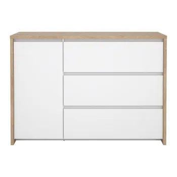 Comoda alba/in culoare naturala cu aspect de lemn de stejar 119x84x48 cm Next - Tvilum imagine