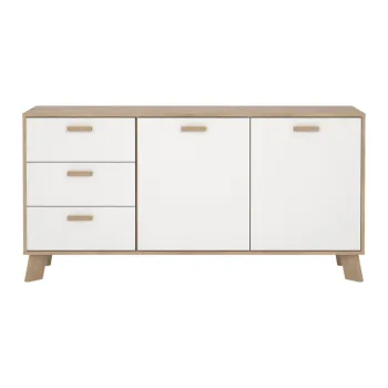 Comoda alba/in culoare naturala cu aspect de lemn de stejar 147x73x39 cm Ikast - Tvilum imagine