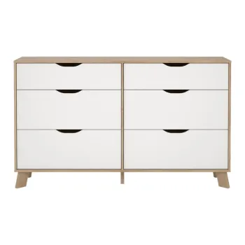 Comoda alba/in culoare naturala cu aspect de lemn de stejar 156x92x40 cm Ikast - Tvilum imagine