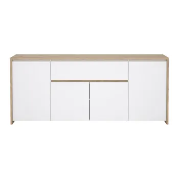 Comoda alba/in culoare naturala cu aspect de lemn de stejar 197x84x48 cm Next - Tvilum imagine
