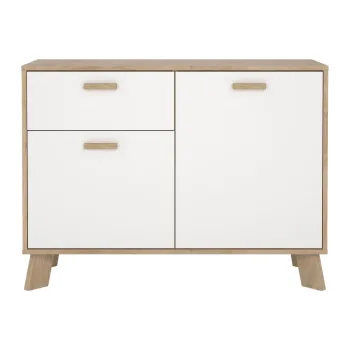 Comoda alba/in culoare naturala cu aspect de lemn de stejar 99x73x39 cm Ikast - Tvilum imagine