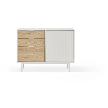 Comoda alba/in culoare naturala joasa cu aspect de lemn de stejar 108x80 cm Sierra - Teulat imagine