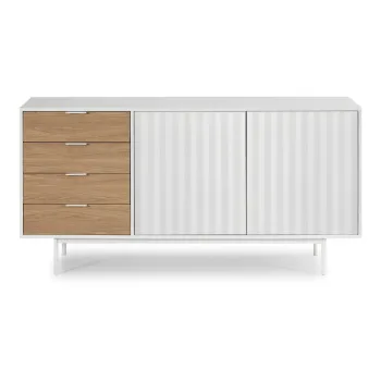 Comoda alba/in culoare naturala joasa cu aspect de lemn de stejar 159x80 cm Sierra - Teulat imagine