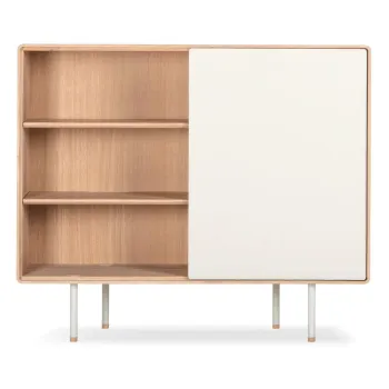 Comoda alba/in culoare naturala joasa din lemn de stejar 118x100 cm Fina - Gazzda imagine