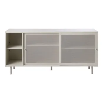 Comoda alba joasa din metal cu usa glisanta 160x75 cm Veep - Unique Furniture imagine