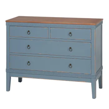 Comoda albastra joasa din lemn de brad 115x90 cm Shabby - Ixia imagine
