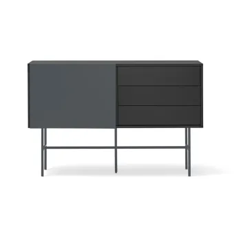 Comoda antracit joasa cu usa glisanta negru-gri 140x91 cm Nube - Teulat imagine