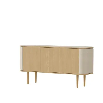 Comoda bej/in culoare naturala joasa cu aspect de lemn de stejar 150x75 cm Treasures - UMAGE imagine