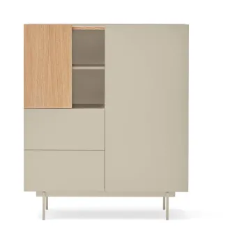 Comoda bej-natural inalta cu aspect de lemn de stejar 100x120 cm Otto - Teulat imagine