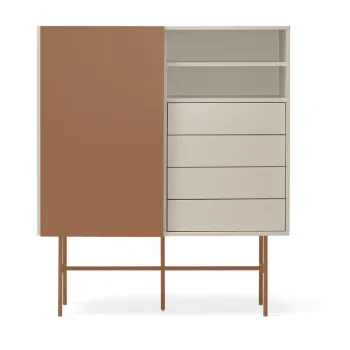 Comoda caramizie-bej inalta cu usa glisanta 120x140 cm Nube - Teulat imagine