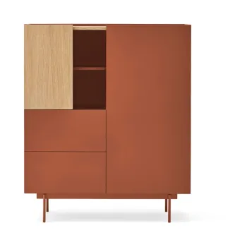 Comoda caramiziu-natural inalta cu aspect de lemn de stejar 100x120 cm Otto - Teulat imagine