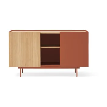 Comoda caramiziu-natural joasa cu aspect de lemn de stejar 130x78 cm Otto - Teulat imagine