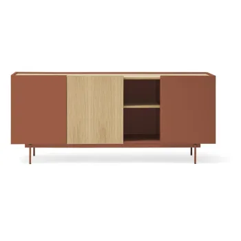Comoda caramiziu-natural joasa cu aspect de lemn de stejar 180x78 cm Otto - Teulat imagine