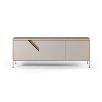 Comoda crem/in culoare naturala cu aspect de lemn de stejar 150x55x35 cm Lilou - Marckeric imagine