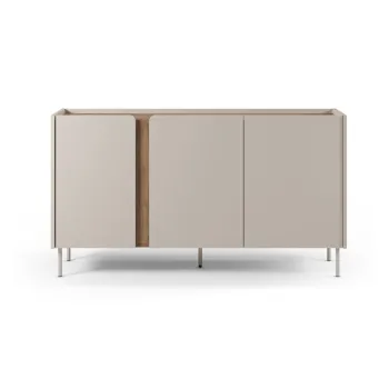 Comoda crem/in culoare naturala cu aspect de lemn de stejar 150x82,5x40,5 cm Lucile - Marckeric imagine