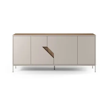 Comoda crem/in culoare naturala cu aspect de lemn de stejar 180x80x40 cm Lilou - Marckeric imagine