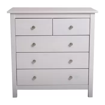 Comoda cu 5 sertare din lemn masiv de pin Marckeric Berna, alb imagine