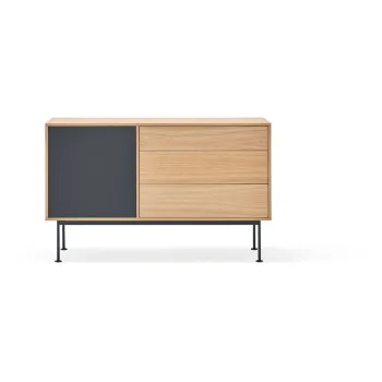 Comoda cu aspect de lemn de stejar Teulat Yoko, latime 128 cm, gri antracit imagine