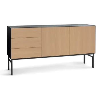 Comoda cu usi cu aspect de lemn Edge by Hammel, negru imagine