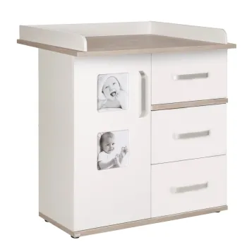 Comoda de copii alba inalta cu aspect de lemn de ulm cu masa de schimbat 94x102 cm Moritz - Roba imagine