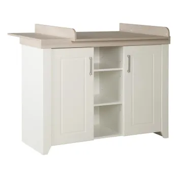 Comoda de copii alba joasa cu aspect de lemn de ulm cu masa de schimbat 120x98 cm Felicia - Roba imagine