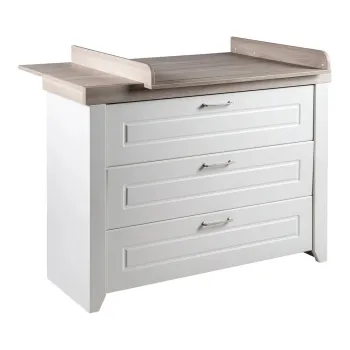 Comoda de copii alba joasa cu aspect de lemn de ulm cu masa de schimbat 120x98 cm Felicia - Roba imagine
