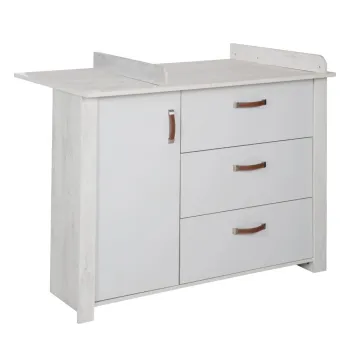 Comoda de copii alba joasa cu masa de schimbat 126x99 cm Mila - Roba imagine