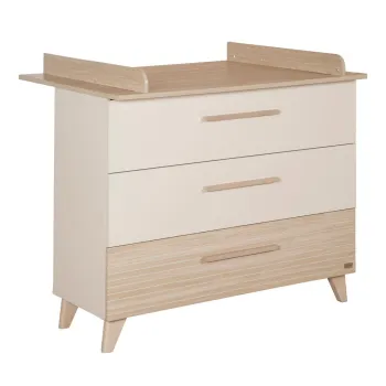 Comoda de copii crem/in culoare naturala cu aspect de lemn de stejar cu masa de schimbat 110x98x75 cm Sidney - Roba imagine