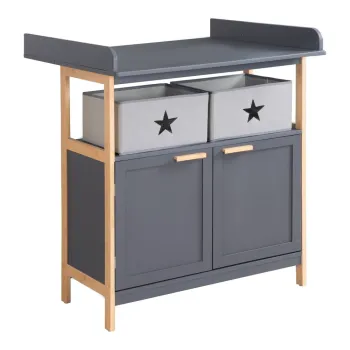 Comoda de copii gri antracit joasa cu masa de schimbat 87x75 cm Berlin - Roba imagine
