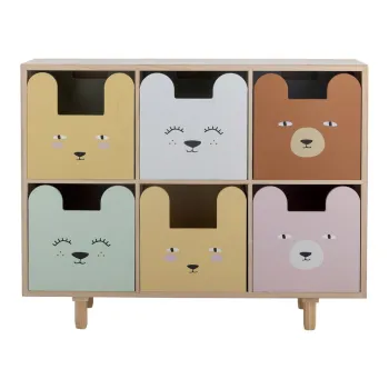 Comoda de copii in culoare naturala joasa din lemn de paulownia 25,5x88,5 cm Calle - Bloomingville Mini imagine