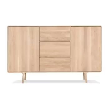 Comoda din lemn masiv de stejar cu 3 sertare Gazzda Fawn, latime 180 cm imagine