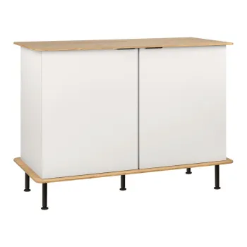 Comoda grej cu aspect de lemn de stejar cu orificiu pentru cabluri 120x88x50 cm Suumo - noo.ma imagine